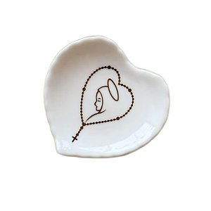 Mini Pratinho Coração Terço de Nossa Senhora 7,5cm