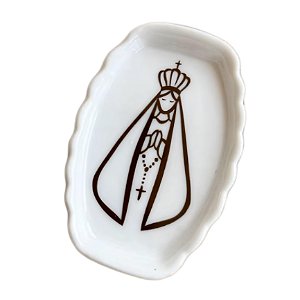 Mini Porta Joia de Porcelana Retangular Nossa Senhora 10cm