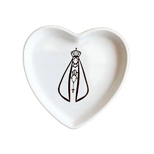 Mini Porta Joia de Porcelana Coração Nossa Senhora 8,5cm