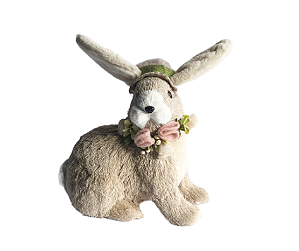 Coelho Decorativo Sentado Flores 25cm (CO728)