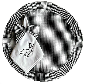 Kit Mesa Babado Xadrez Preto e Branco