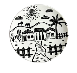 Prato Sobremesa Porcelana Junina Sertão 21 cm