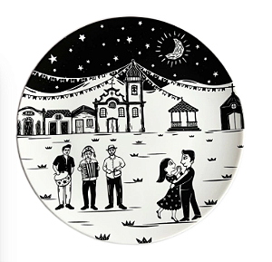 Prato Raso Porcelana Junina Cordel Vila 26cm