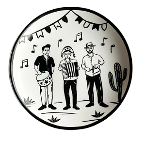 Prato Pão em Porcelana Junina Cordel Musicos 16cm