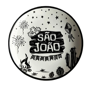 Prato Pão em Porcelana Junina Cordel São João 16cm