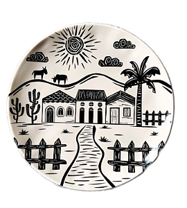 Prato Sobremesa Porcelana Junina Sertão Bege 21 cm