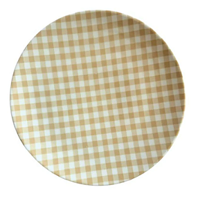 Prato Sobremesa Cupido Xadrez Bege 21cm