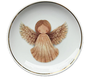 Prato pão Presépio Wood Anjo 16cm c/ ouro