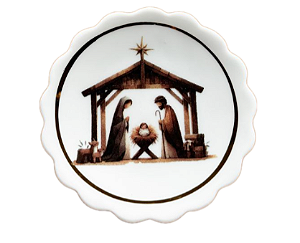Mini Pratinho Porcelana Presépio Berço10cm (ouro)