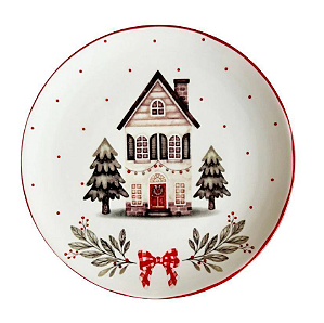 Prato Sobremesa Noel Chalé 21cm