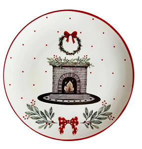 Prato Sobremesa Noel Lareira 21cm