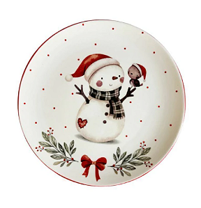 Prato Sobremesa Noel Boneco 21cm