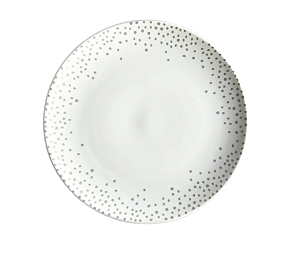 Prato Raso em Porcelana Branco 26cm Estampa Sparkles