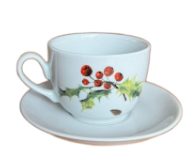 Xícara de Chá em Porcelana Estampa Azevinho