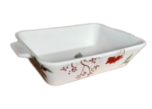 REFRATÁRIO DE PORCELANA ESTAMPA AZEVINHO P 20x15cm