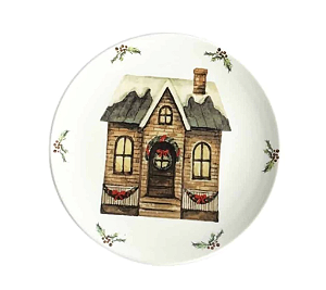 Prato Sobremesa Azevinho Casinha 21 cm