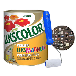 Tinta Magnética Paredes Lukscolor 900ml + Rolo Lã 5cm Tigre