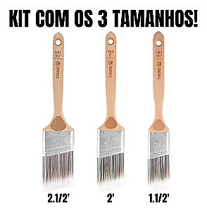 Kit Pinceis Trinchas Pro Angular Retangular Sintético Tigre