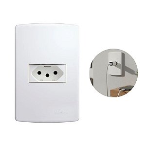 Conjunto Tomada 2p+1 Padrão 10aA C/placa 4x2 Siena 6081 Branco