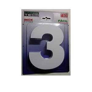 Números De Inox 3D Branco Altura De 18cm Nº3