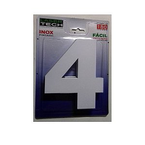 Números De Inox 3D Branco Altura De 18cm Nº4