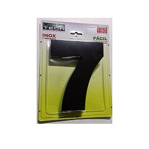 Números De Inox 3D Preto Altura De 18cm Nº7