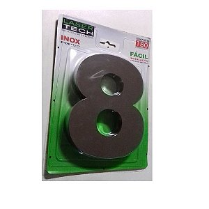 Números De Inox 3D Polido Altura De 18cm Nº8