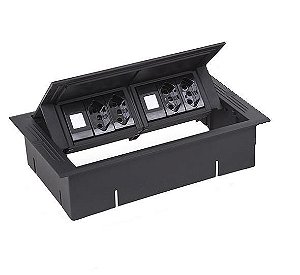 Caixa De Mesa Office Standard Preto Com 6 Bloco