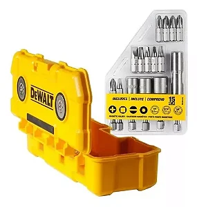 Jogo 15 Pontas DEWALT com Estojo Magnético – Organização e Praticidade