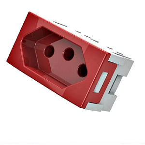 Tomada Retangular Tipo Bloco 20A 3P NBR Vermelho 99231.20 - Qtmov
