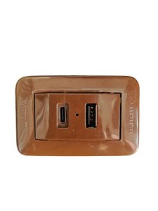 QTmov CJ Mini Espelho Série 10 - USB Tipo A & C - Marrom
