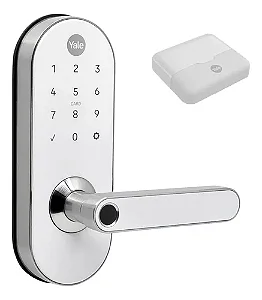 Fechadura Digital Yale YMC 420W Branca com Biometria e Kit de Conectividade