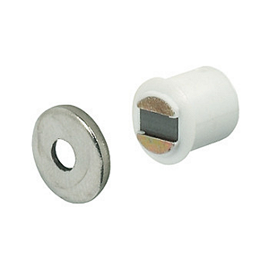 Fecho Magnético 1,8kg Branco – Embutido para Portas de Madeira com Furo 9mm