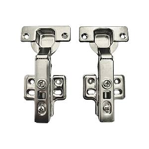 Par de Dobradiças Hafele Clip 35mm Inox Reta com Amortecedor – Fechamento Suave