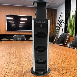 Torre de Tomadas Häfele PowerPlug G4 3T2USB Preta Embutir