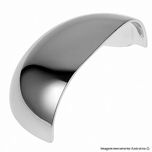 Puxador Concha 64 mm Cromado Gruppa – Estilo Retrô e Acabamento Espelhado em Metal Cromado