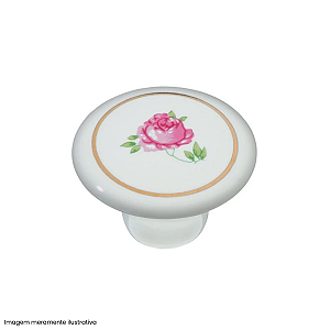 Puxador IL A069 Filete Dourado com Estampa Rosa