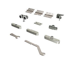 Kit Articolato Plus Pivô 2 Folhas (Fixação Canto/Centro) Dobradiça Inox Padrão