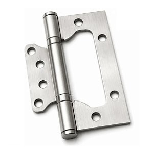 Dobradiça De Sobrepor AMS 4x3 Com Rolamento Aço Inox Escovado
