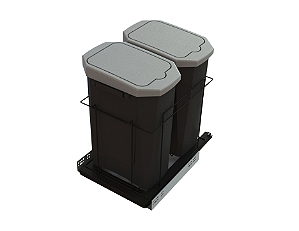 Lixeira Elite 2x15 Litros Preto Fosco