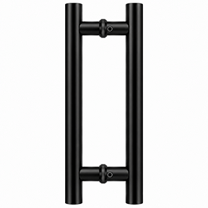 Puxador Duplo Tubular Para Porta 300mm Inox Preto Fosco AMS