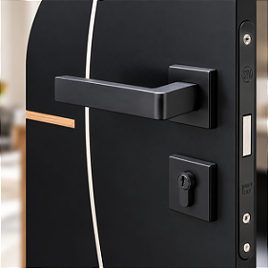 Fechadura Externa Magnética 1482 STV Preto Fosco Com Cilindro – Lock