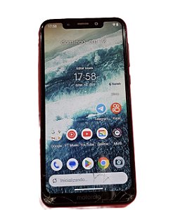 Motorola Moto One Black 64GB 4GB Ram 5,9'' Câm 13Mp Revisado 3000mah TELA QUEBRADA Funcionando Tudo