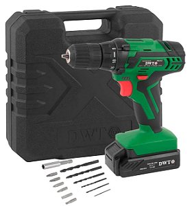 Parafusadeira e Furadeira DWT PFD012 3/8 Pol. 12V com Carregador Bivolt Maleta e Acessórios