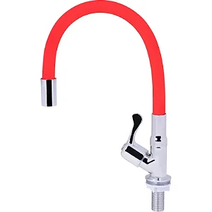 Torneira Cozinha Gourmet Bica Flexivel Vermelha