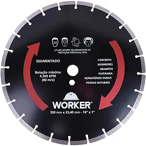 Disco Diamantadosegmantado 350mm x 25,4mm Worker