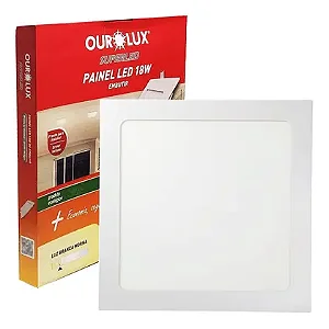 Painel LED Embutir Quadrado 18W Branco