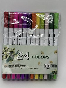 Brush Pen e Fine Line - 24 Cores, Importada