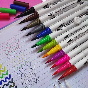 Brush Pen e Fine Line, 12 cores - Importada