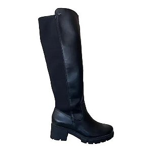 Bota Fem Via Marte Cano Longo Salto Baixo 23310 Preto